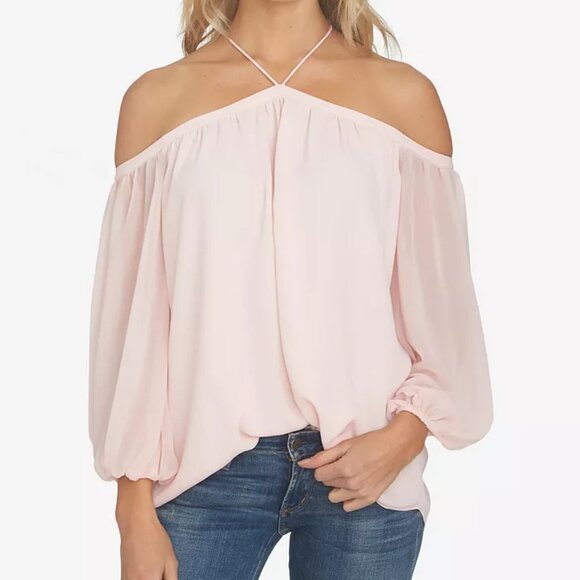 1. State Tops - ***SOLD*** 1. State Women's Off-The-Shoulder Halter Neck Blouse Size XL